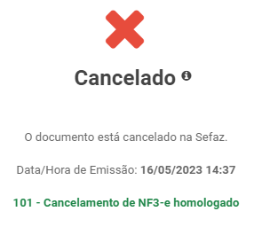 Imagem exemplo da situação Cancelada:
Há um símbolo em formato de X vermelho no topo central, onde abaixo está escrito: 